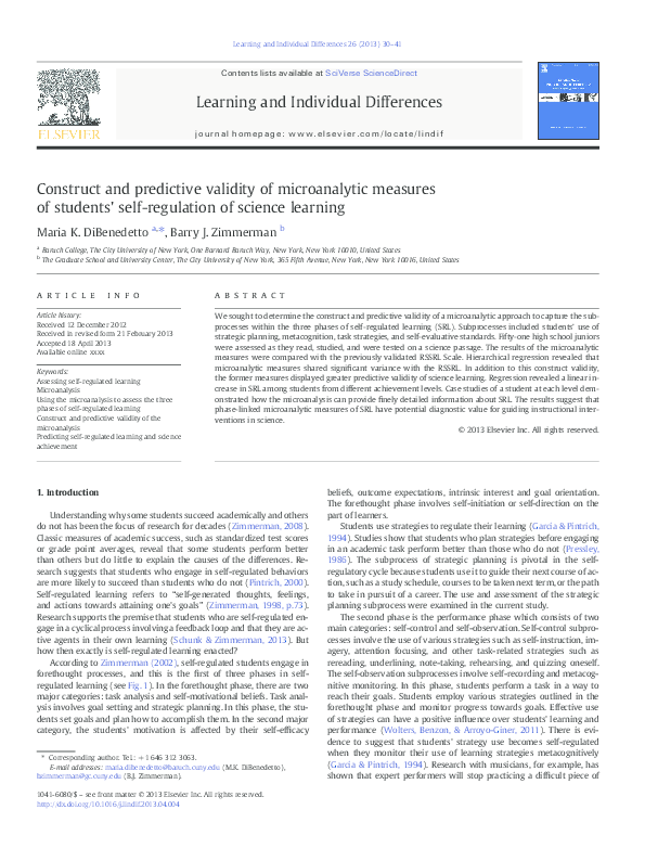 (PDF) Construct and predictive validity of microanalytic measures of ...