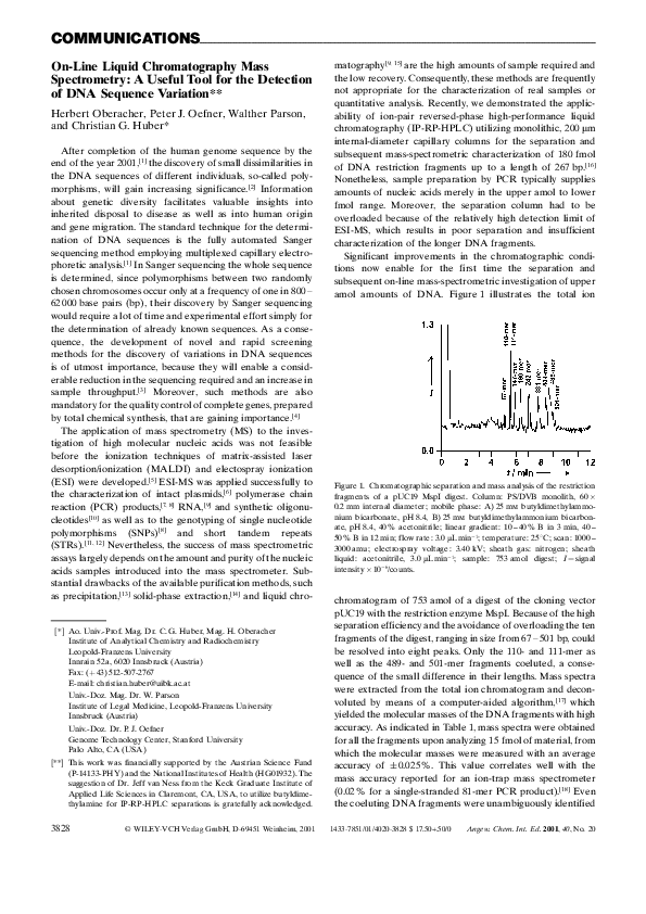 (PDF) OnLine Liquid Chromatography Mass Spectrometry A Useful Tool