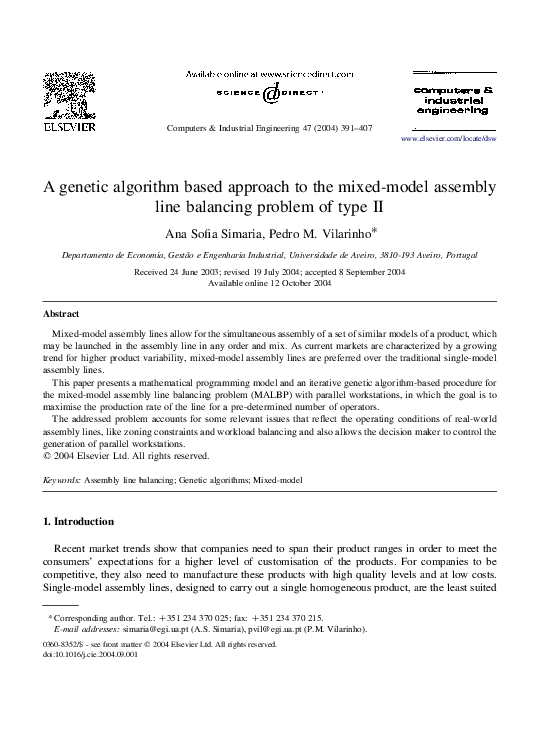 (PDF) A genetic algorithm based approach to the mixed-model assembly ...