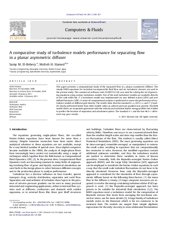 (PDF) A comparative study of turbulence models performance for ...