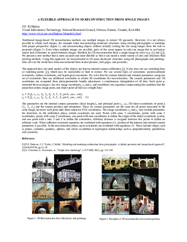 (PDF) A flexible approach to 3D reconstruction from single images
