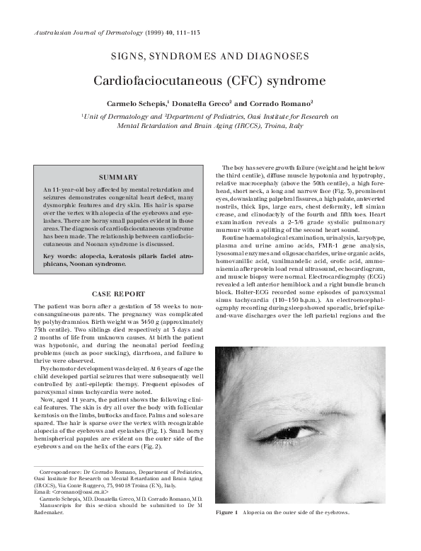 (PDF) Cardiofaciocutaneous (CFC) syndrome
