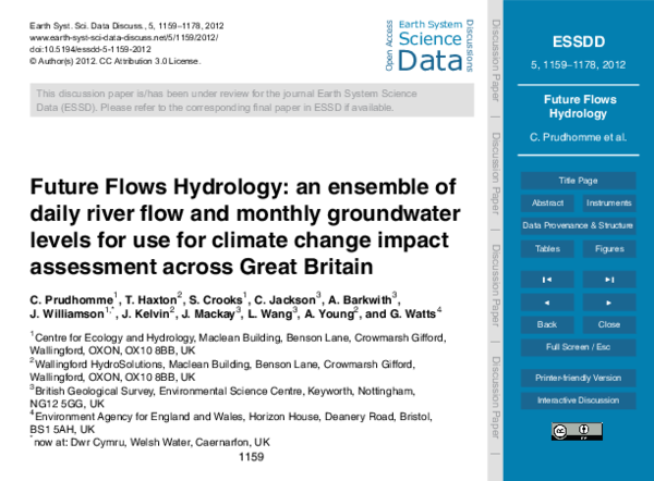 (PDF) Future Flows Hydrology: an ensemble of daily river flow and ...