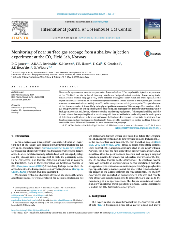 (PDF) Monitoring of near surface gas seepage from a shallow injection ...