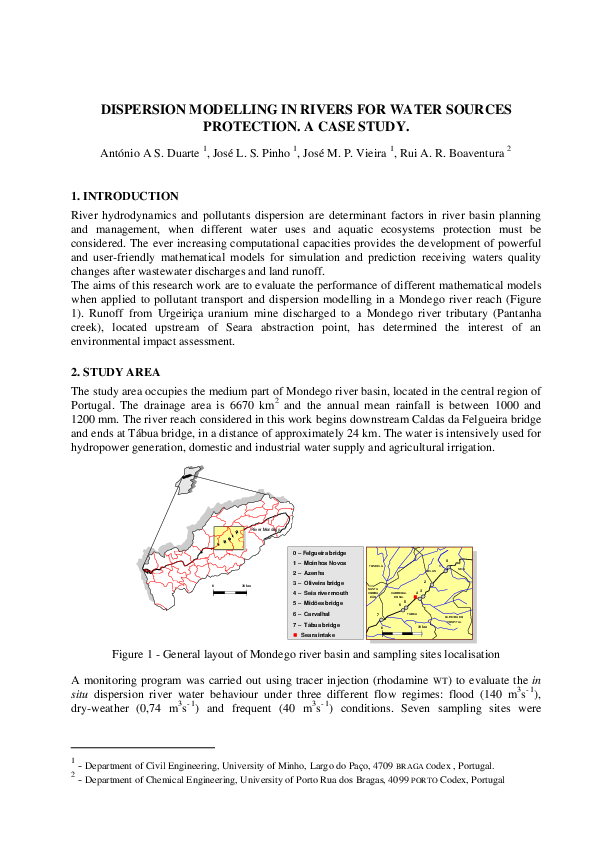 (PDF) Dispersion modelling in rivers for water sources protection ...