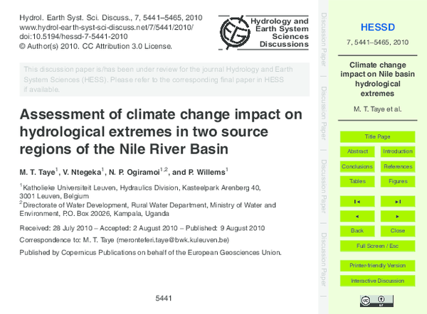 (PDF) Assessment of climate change impact on hydrological extremes in ...