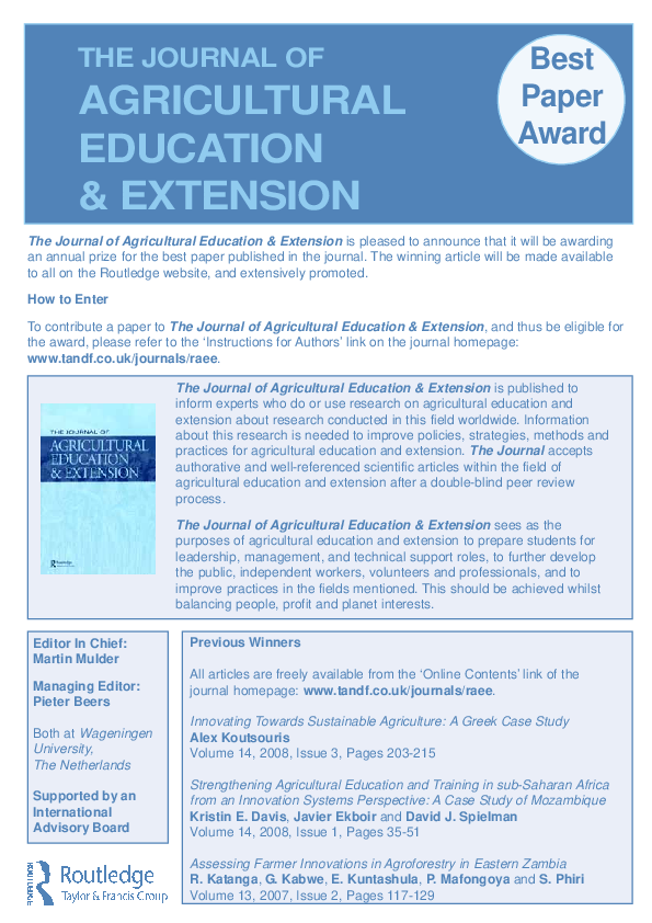 (PDF) AGRICULTURAL EDUCATION & EXTENSION Martin Mulder Academia.edu