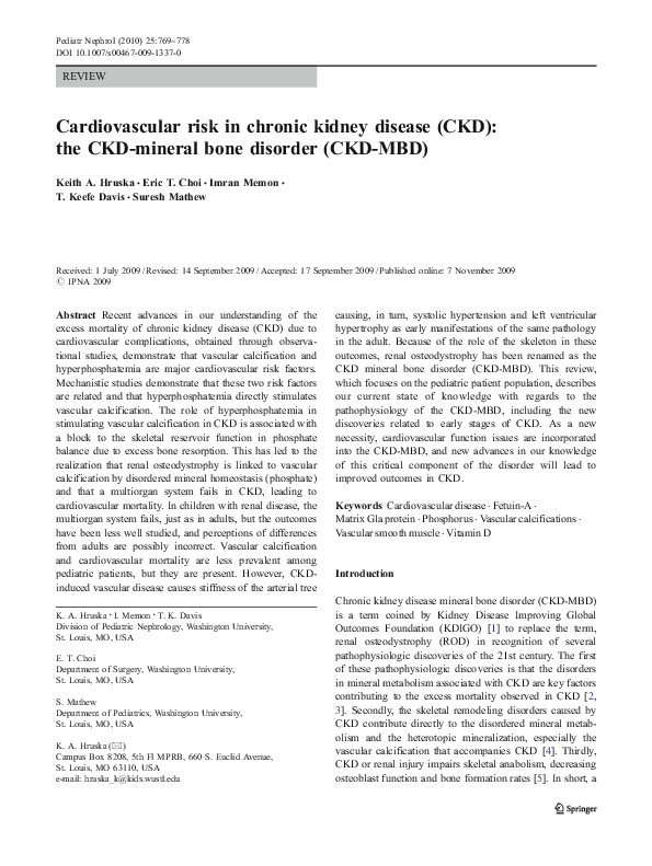 (PDF) Cardiovascular risk in chronic kidney disease (CKD): the CKD ...