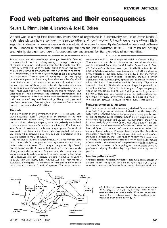 (PDF) Food web patterns and their consequences