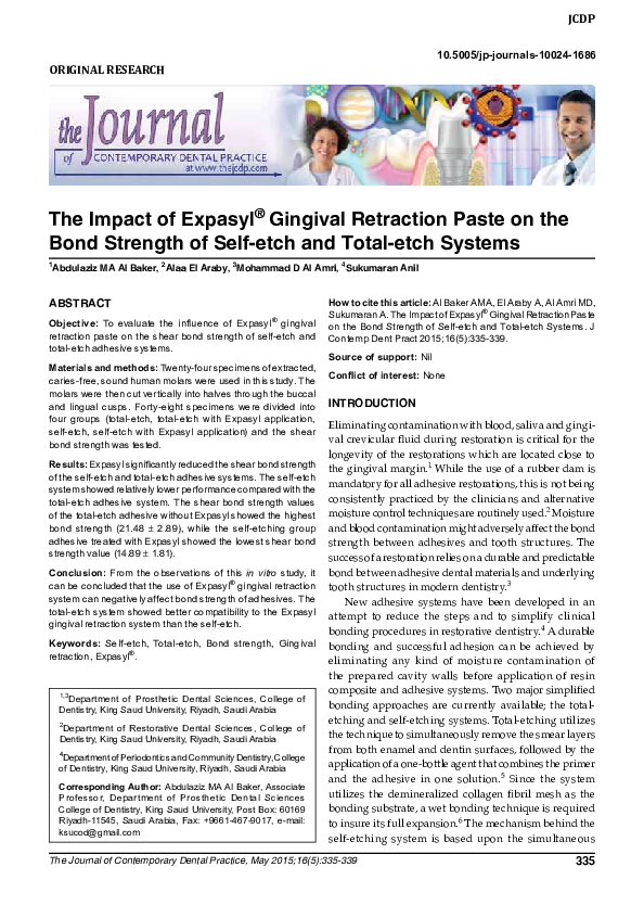 (PDF) The Impact of Expasyl ® Gingival Retraction Paste on the Bond