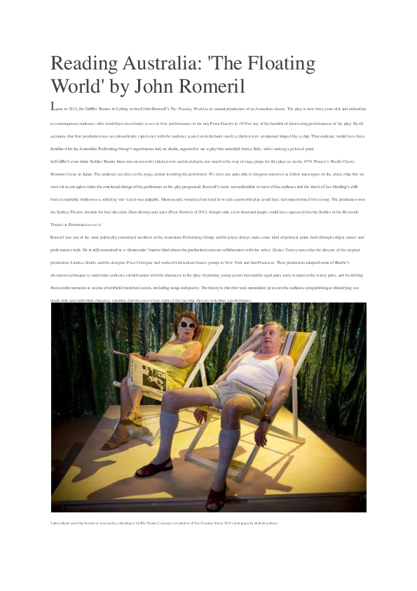 (PDF) Reading Australia essay: John Romeril's 'The Floating World'