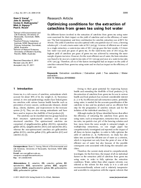 (PDF) Optimizing conditions for the extraction of catechins from green ...