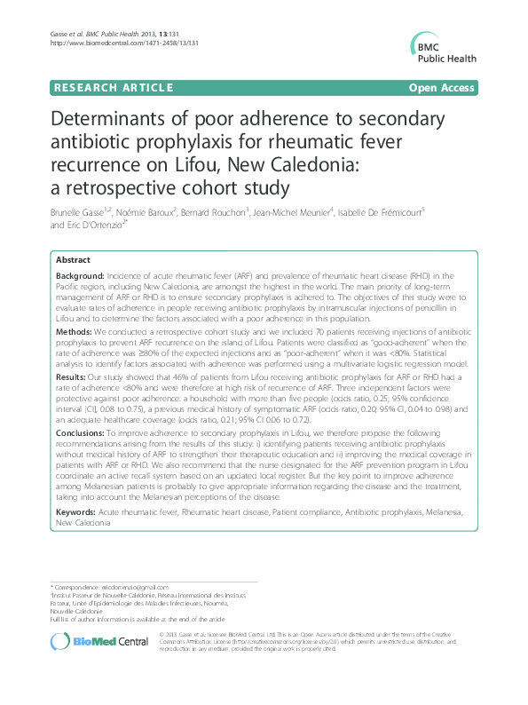(PDF) Determinants of poor adherence to secondary antibiotic