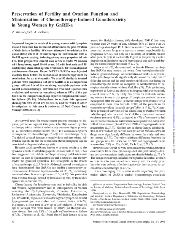 (PDF) Preservation of Fertility and Ovarian Function and Minimization ...