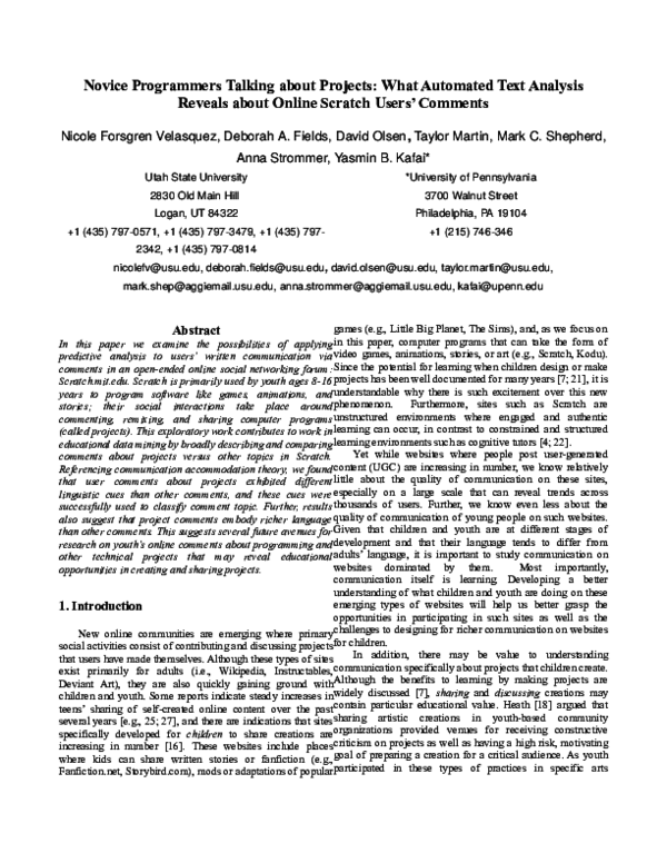 (DOC) Novice Programmers Talking about Projects: What Automated Text ...