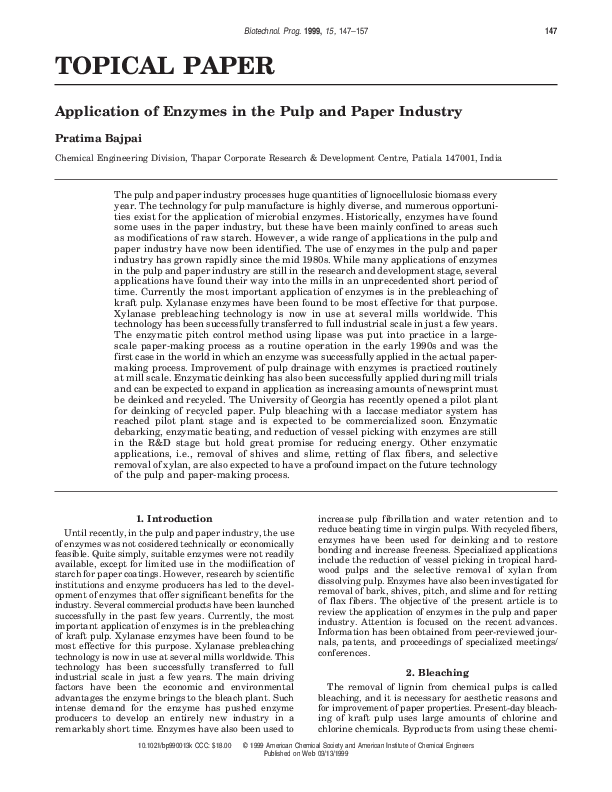 (PDF) Application of Enzymes in the Pulp and Paper Industry pratima