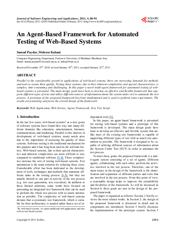 (PDF) An Agent-Based Framework for Automated Testing of Web-Based Systems