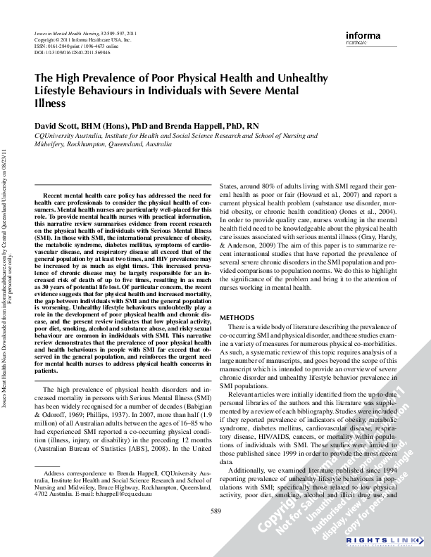 (PDF) The High Prevalence of Poor Physical Health and Unhealthy ...