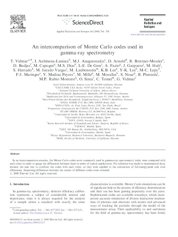 (PDF) An of Monte Carlo codes used in gammaray