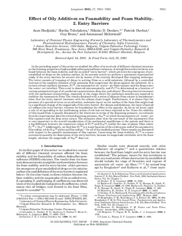 (PDF) Effect of Oily Additives on Foamability and Foam Stability. 1 ...