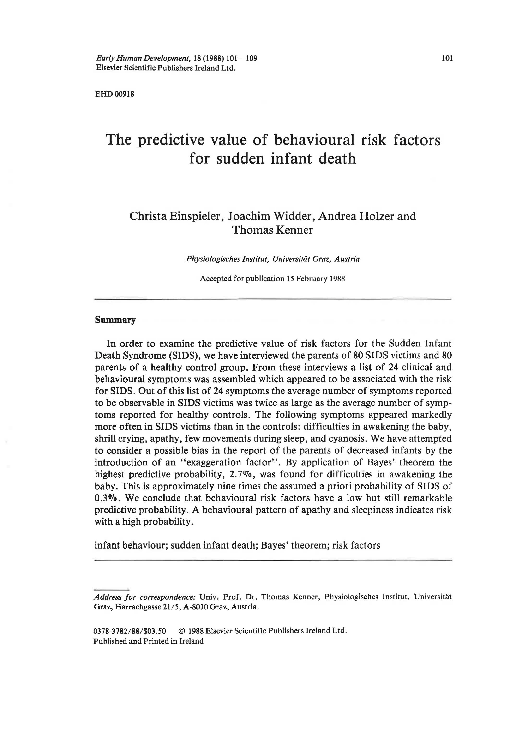 (PDF) The predictive value of behavioural risk factors for sudden ...