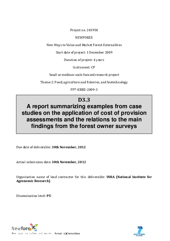 (PDF) A report summarizing examples from case studies on the ...