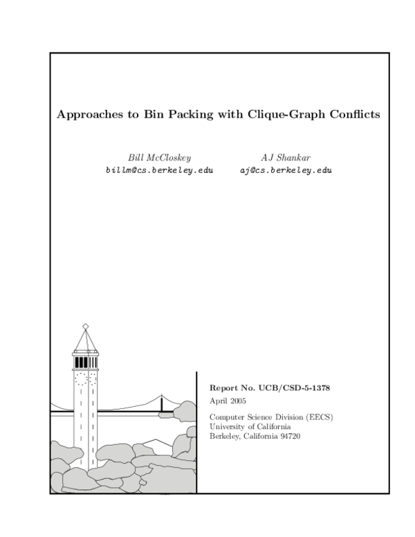 (PDF) Approaches to Bin Packing with CliqueGraph Conflicts AJ