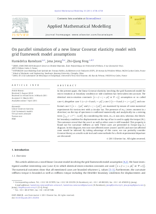 (PDF) On parallel simulation of a new linear Cosserat elasticity model ...