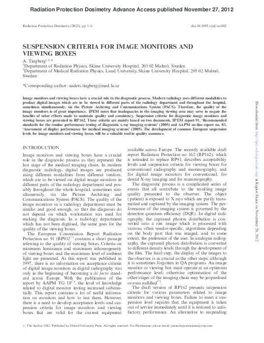 (PDF) Suspension criteria for image monitors and viewing boxes Anders