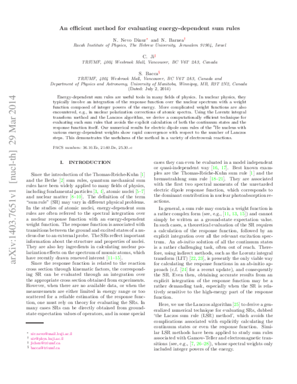 (PDF) Efficient method for evaluating energy-dependent sum rules