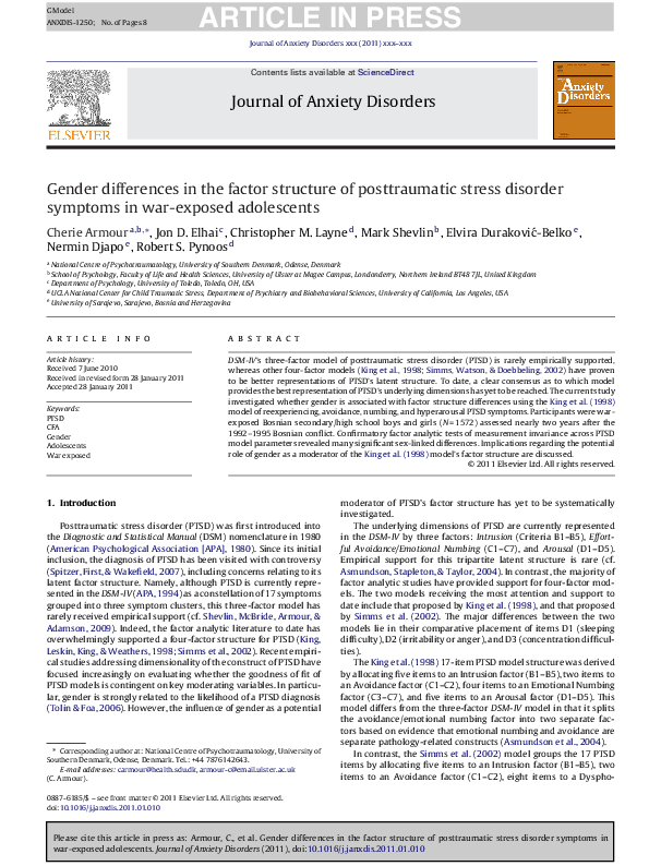 (PDF) Gender differences in the factor structure of posttraumatic ...