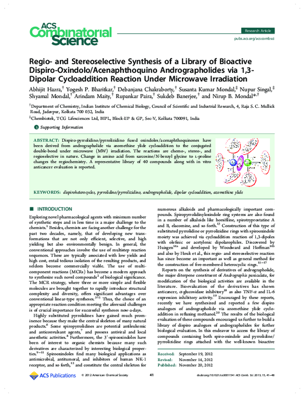 (PDF) Regio- and Stereoselective Synthesis of a Library of Bioactive ...