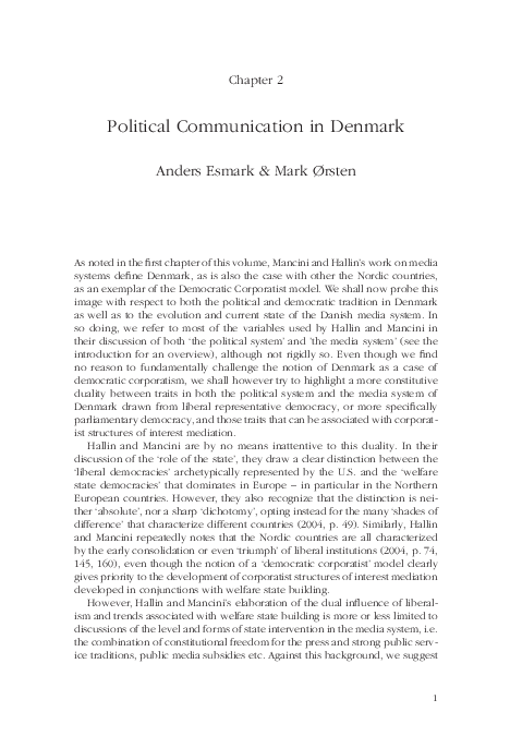 (PDF) Political Communication in Denmark