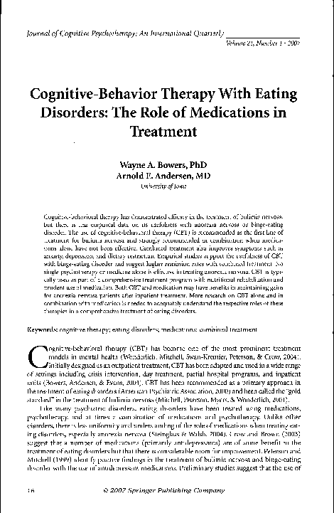 (PDF) Cognitive-Behavior Therapy With Eating Disorders: The Role of ...