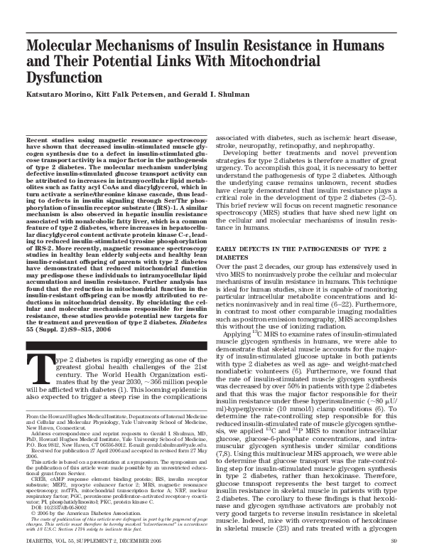 (PDF) Molecular Mechanisms of Insulin Resistance in Humans and Their ...