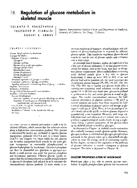 (PDF) Regulation of Glucose Metabolism in Skeletal Muscle