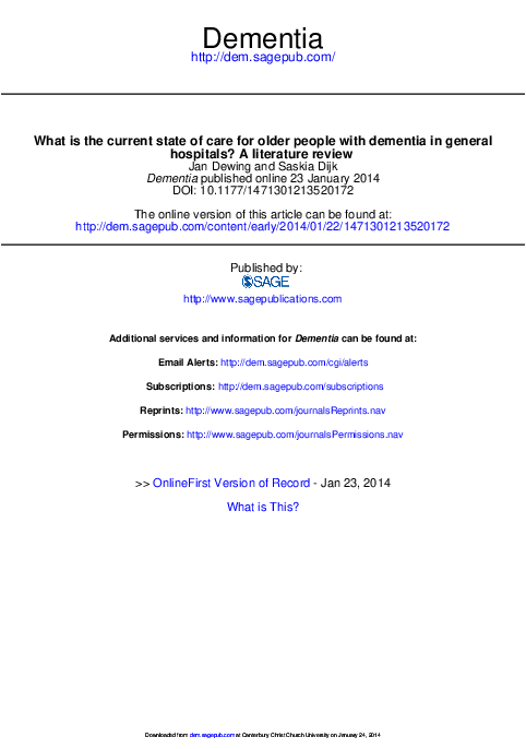 (PDF) What is the current state of care for older people with dementia ...