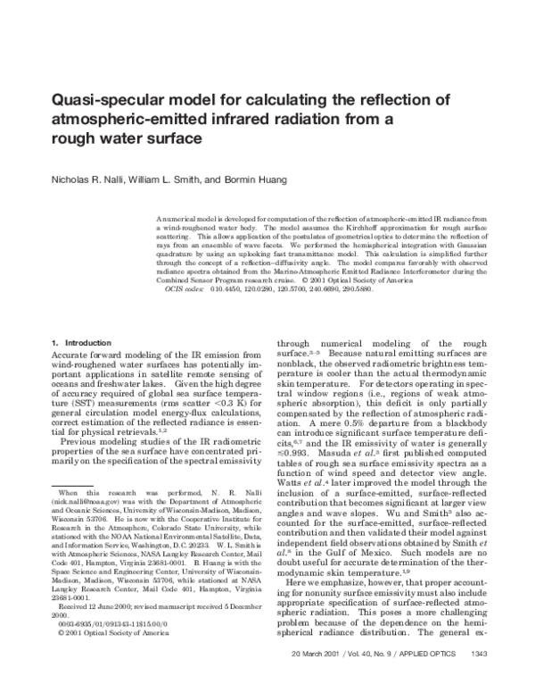 (PDF) QuasiSpecular Model for Calculating the Reflection of