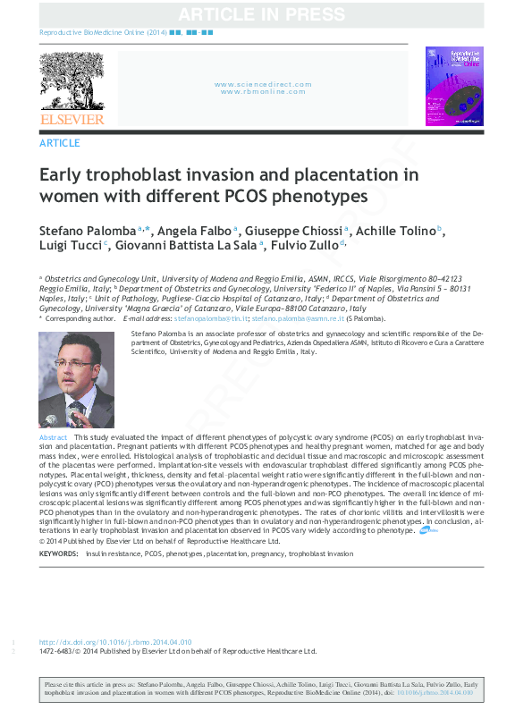 (PDF) Early trophoblast invasion and placentation in women with ...