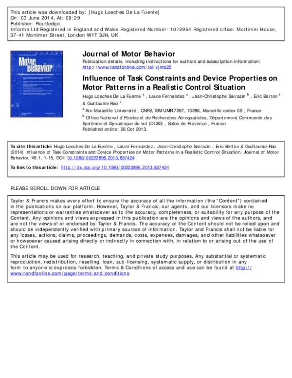 (PDF) Influence of Task Constraints and Device Properties on Motor ...