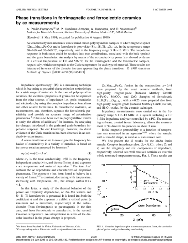 (PDF) Phase transitions in ferrimagnetic and ferroelectric ceramics by ...