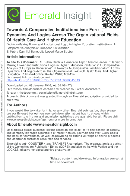 (PDF) Decision-Making Power and Institutional Logic in Higher Education ...