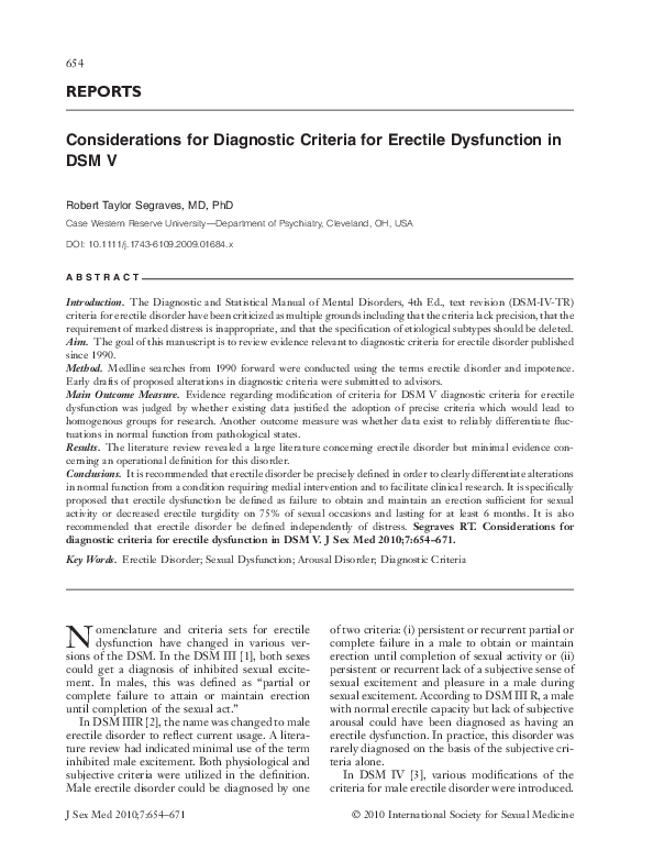 (PDF) Comments on “Considerations for Diagnostic Criteria for Erectile