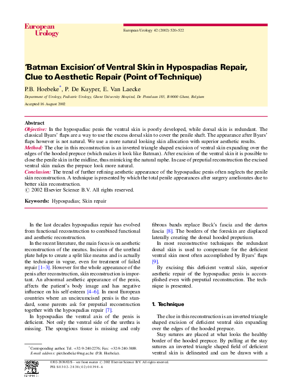 (PDF) ‘Batman Excision’ of Ventral Skin in Hypospadias Repair, Clue to ...