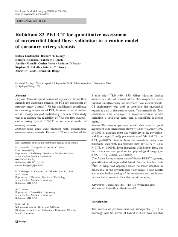 (PDF) Rubidium-82 PET-CT for quantitative assessment of myocardial ...