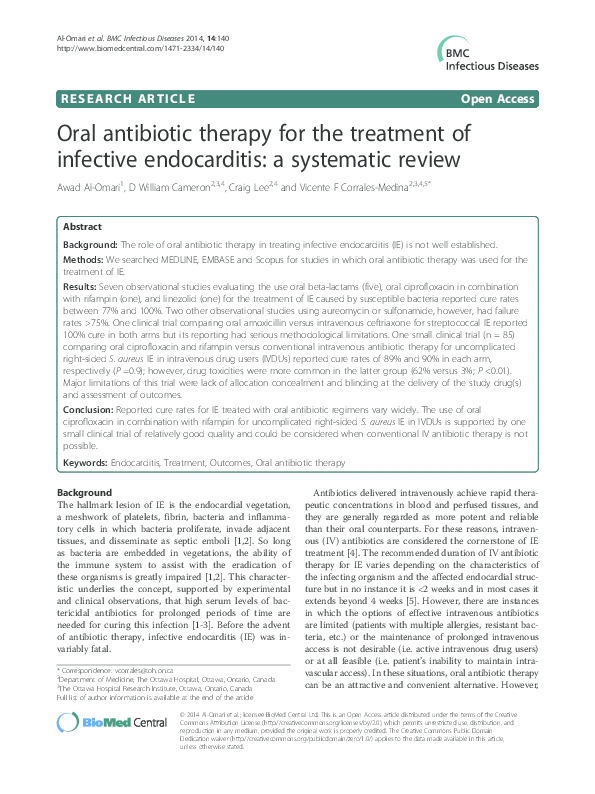 (PDF) Oral antibiotic therapy for the treatment of infective