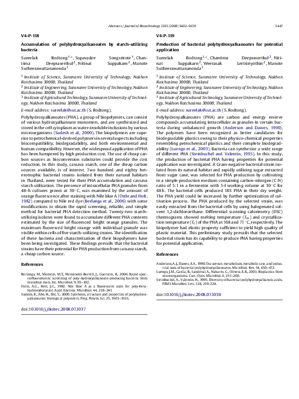(PDF) Production of bacterial polyhydroxyalkanoates for potential ...
