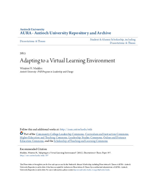 (PDF) Adapting to a Virtual Learning Environment