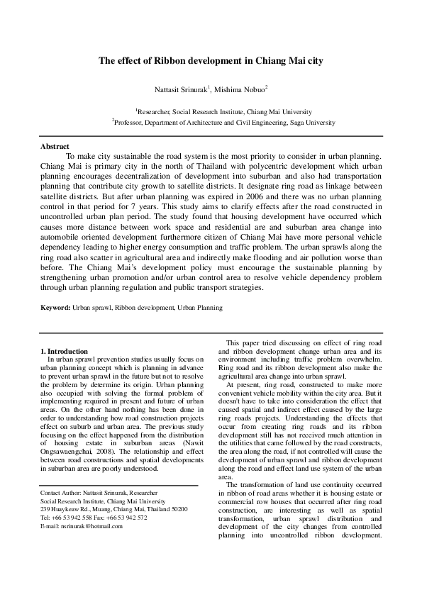 (PDF) The effect of Ribbon development in Chiang Mai city