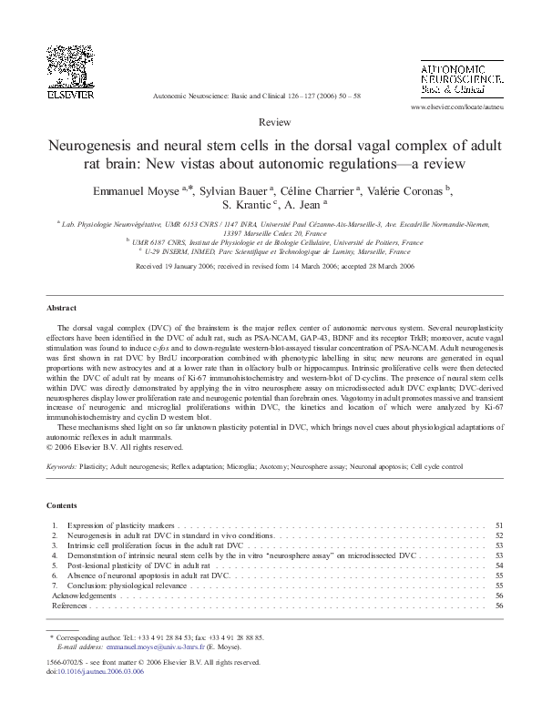 (PDF) Neurogenesis and neural stem cells in the dorsal vagal complex of ...